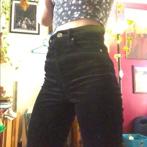 H&M high waisted corduroy black pants US 2